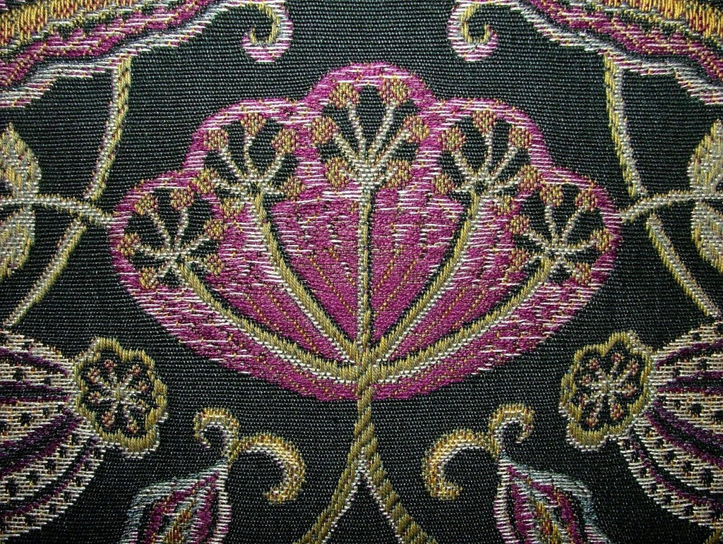 Arts And Crafts Coxhall Black Jacquard Curtain Upholstery Cushion Use Fabric