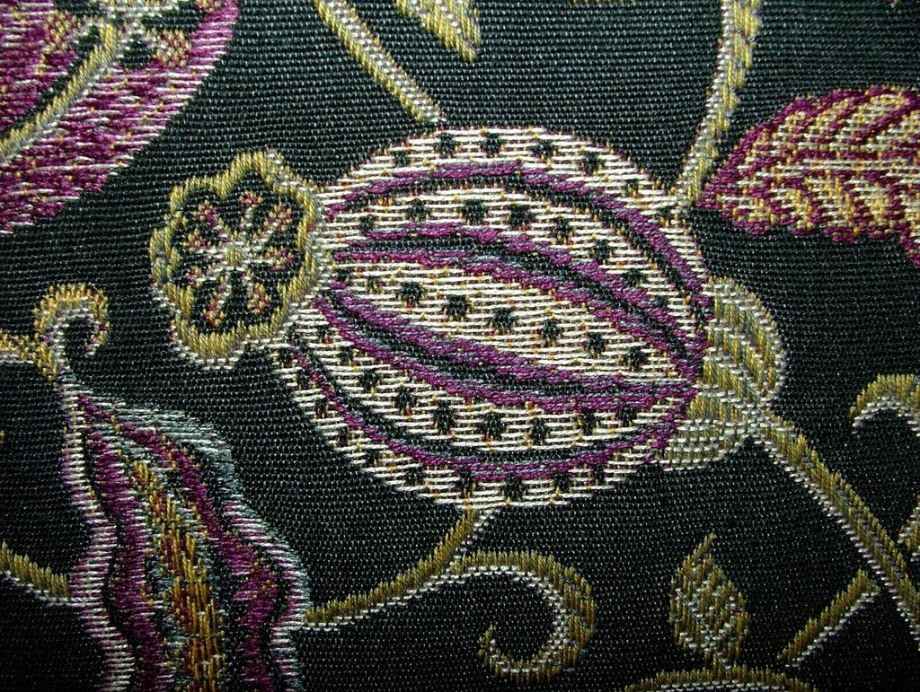 Arts And Crafts Coxhall Black Jacquard Curtain Upholstery Cushion Use Fabric