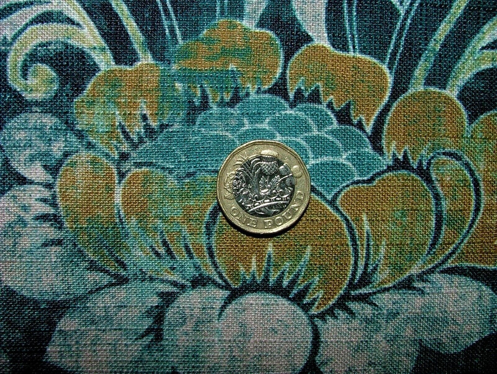 Cromford Teal Digitally Printed Fabric Curtain Upholstery Cushion Headboards