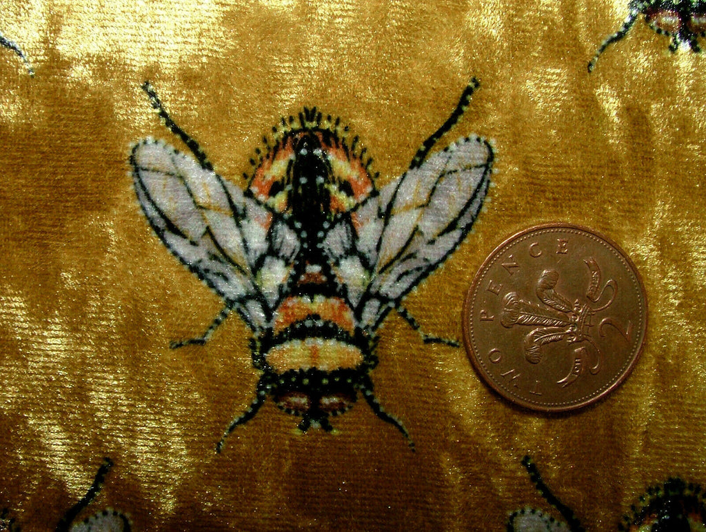 Luxurious Bees Plush Velvet Bee Fabric Curtain Upholstery Cushion Roman Blinds