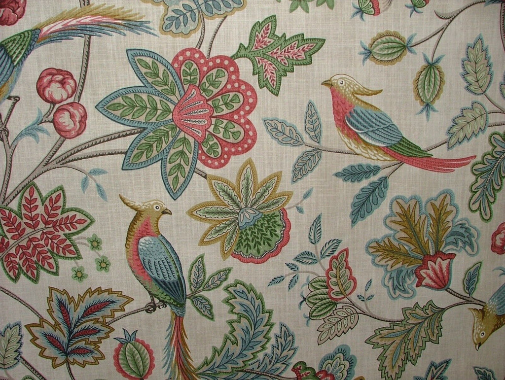 Chanterelle Chintz Ornate Bird Floral Cotton Curtain Upholstery Cushion Fabric