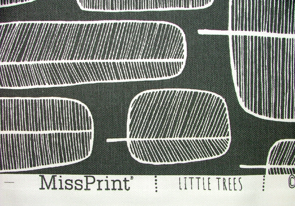 MissPrint Little Trees Charcoal Scandi Cotton Curtain Upholstery Cushion Fabric