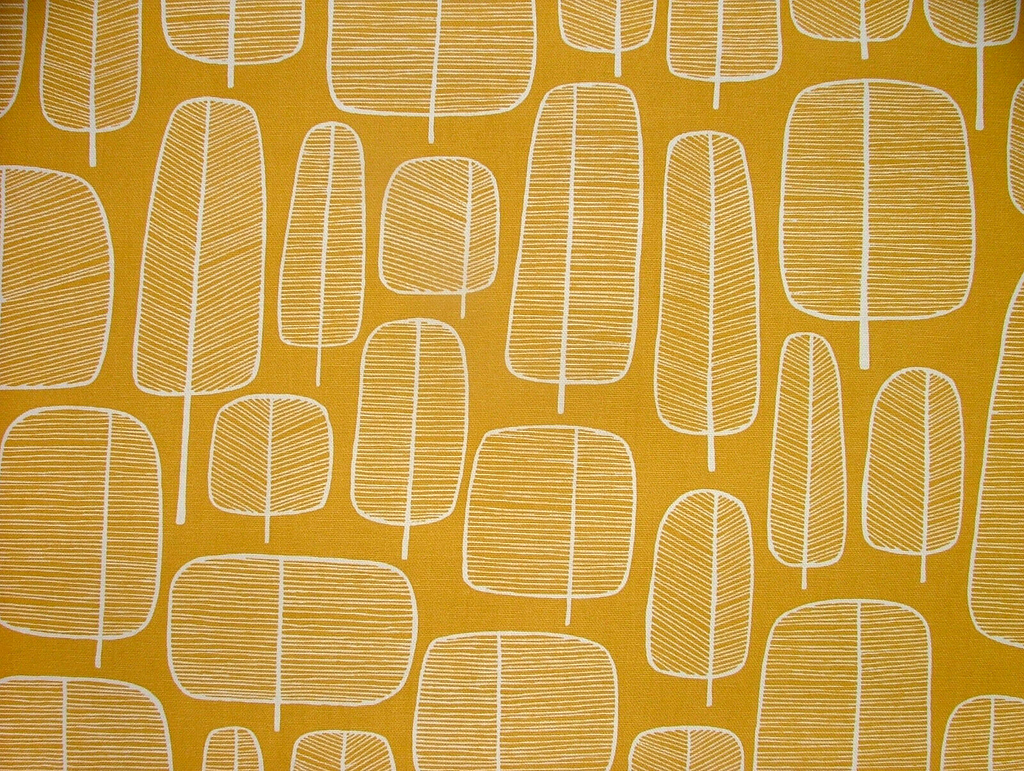 MissPrint Little Trees Yellow Scandi Cotton Curtain Upholstery Cushion Fabric