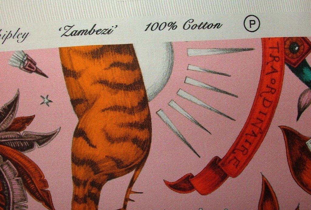 Emma J Shipley Fabric Zambezi Blush Cotton Curtain Upholstery Cushion  Fabric