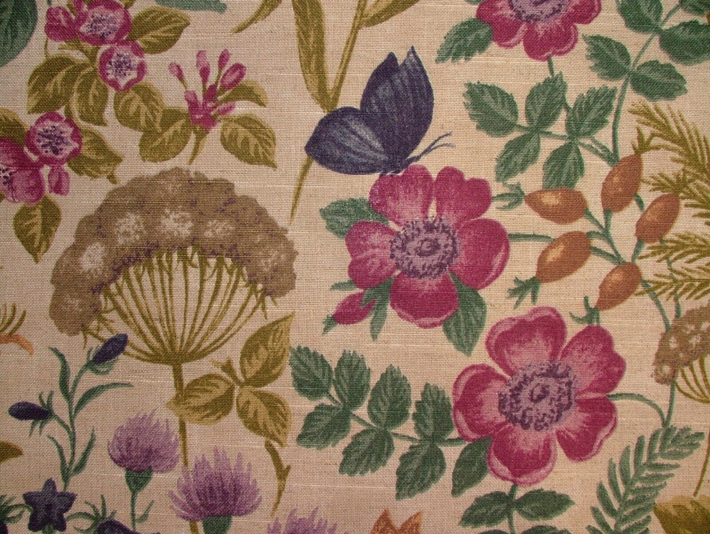 2.4 Metres iLiv Field Flowers Elderberry Linen Mix Fabric Cushion Curtain