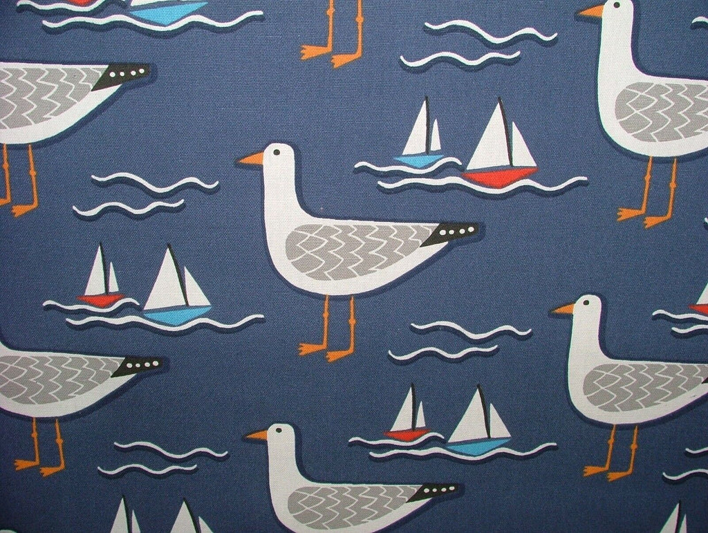 Whitby Seagull Nautical Coastal Cotton Curtain Upholstery Cushion Blind Fabric