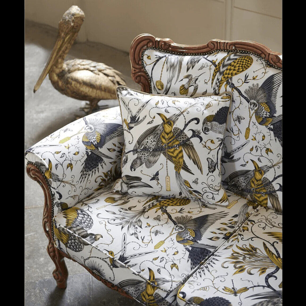 Emma J Shipley Fabric Audubon Gold Cotton Curtain Upholstery Cushion Fabric