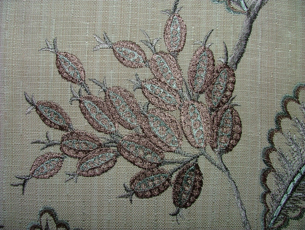 Embroidered Curtain Upholstery Fabric 11 Metres Berryvine Dove Grey RRP £550.006