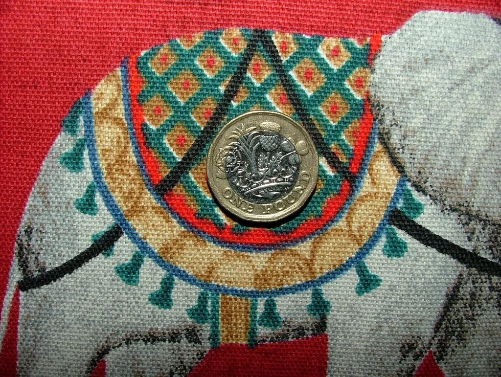 4 Metres Jaipur Indian Elephant Rosso Cotton Curtain Upholstery Cushion Fabric