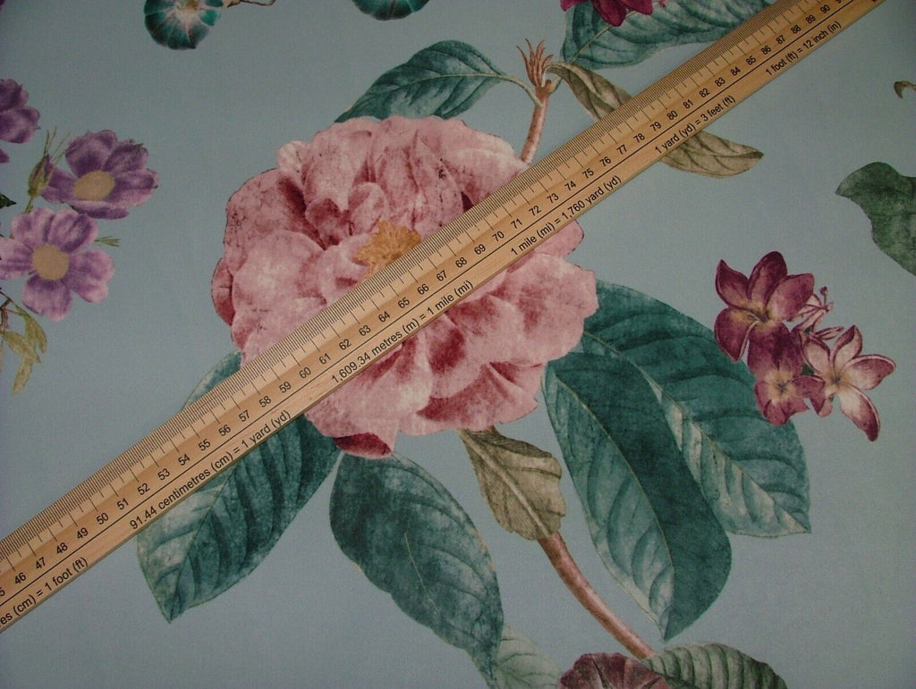 3 Metre iLiv Botanical Garden Sky Blue Velvet Fabric Curtain Upholstery Cushion