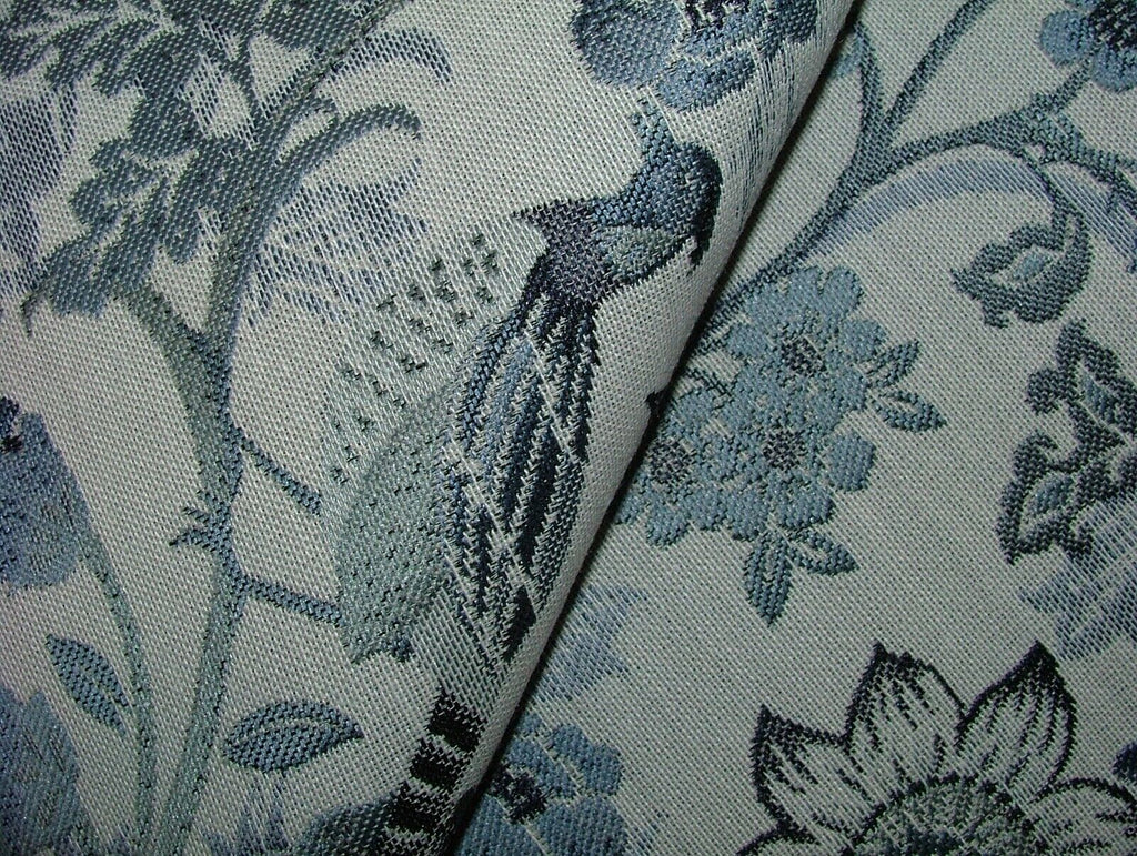 Morris Bird Delft Blue Jacquard Fabric  Curtain Upholstery Cushion Throws Use