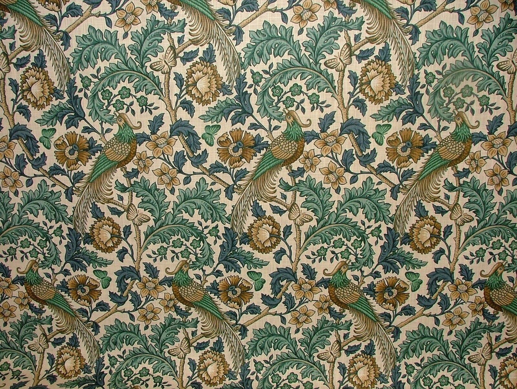 10 Metres Oakmere Verdigris Cotton Curtain Upholstery Roman Blind Fabric Morris