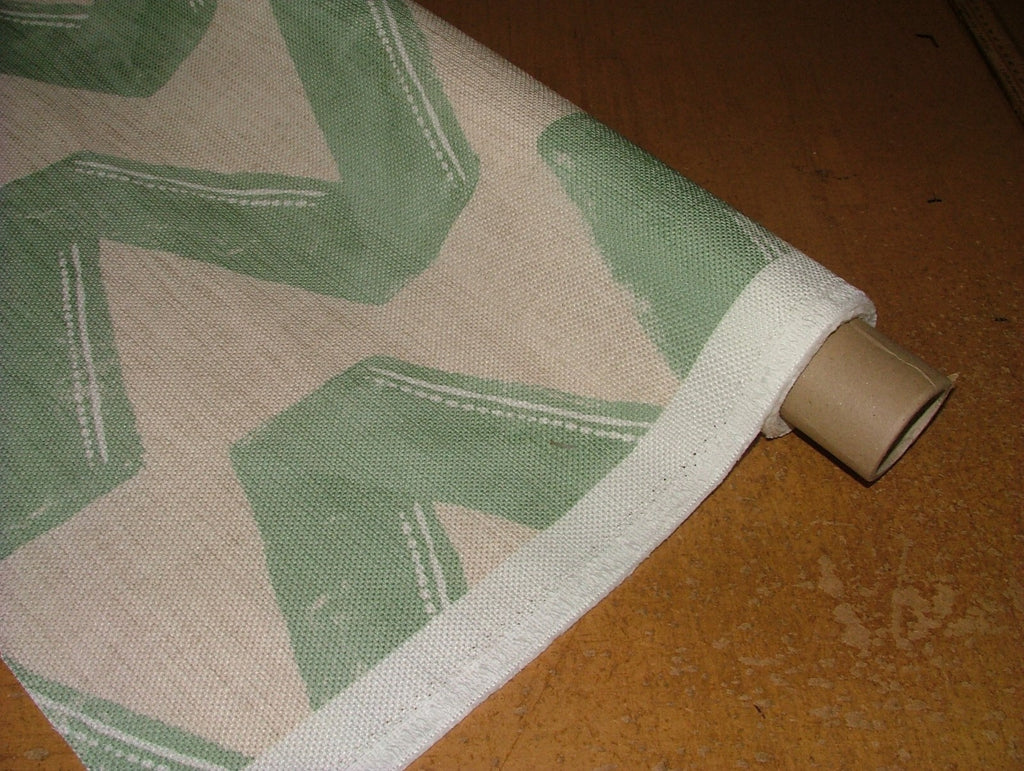 2 Metro Zigana Mare Agrifoglio Misto Lino Zig-Zag Tessuto - Tenda Fodera Cuscino3