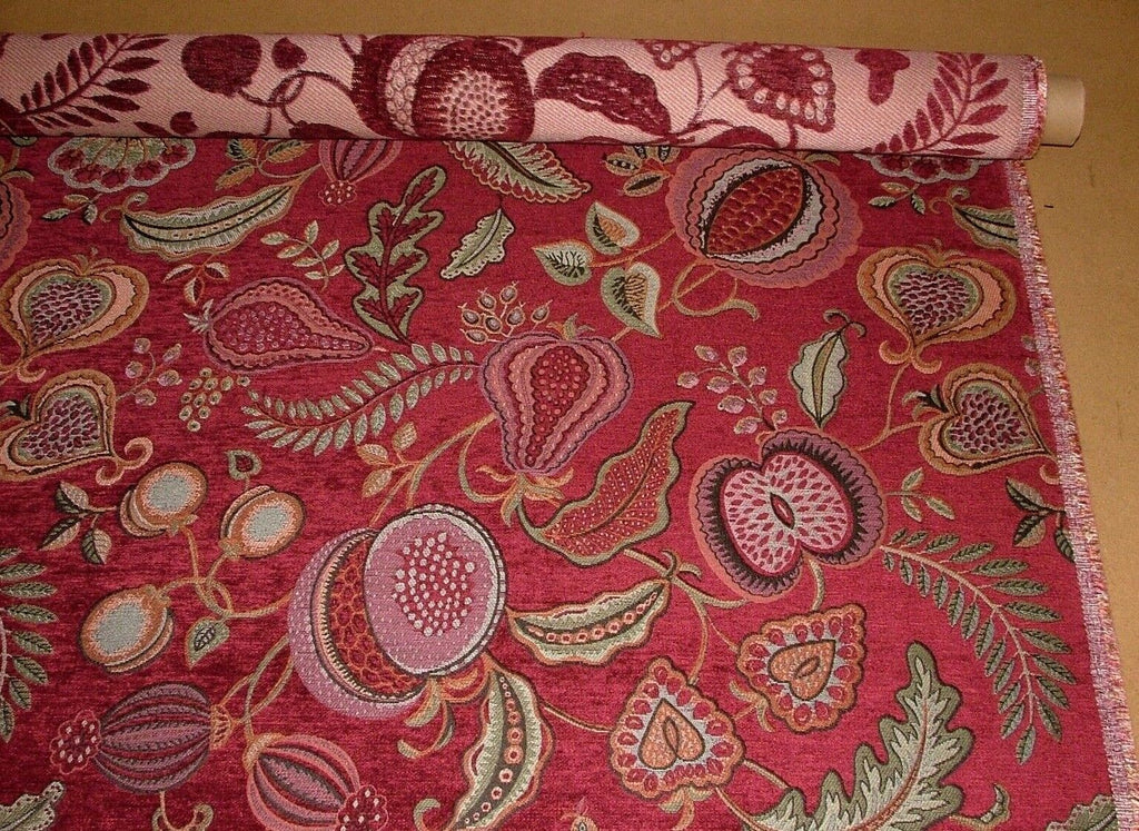 Summer Fruits Ruby Thick Plush Chenille Fabric Curtain Cushion Upholstery Throws