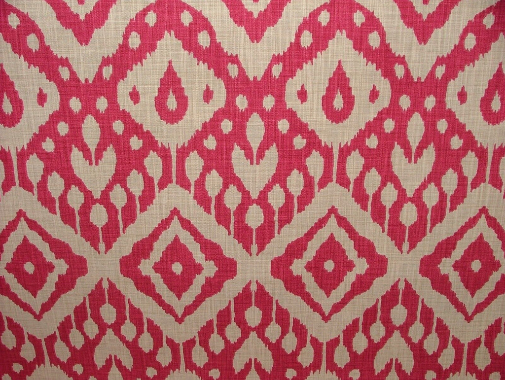 Moroccan Ikat Begonia Pink Cotton Curtain Upholstery Cushion Roman Blind Fabric