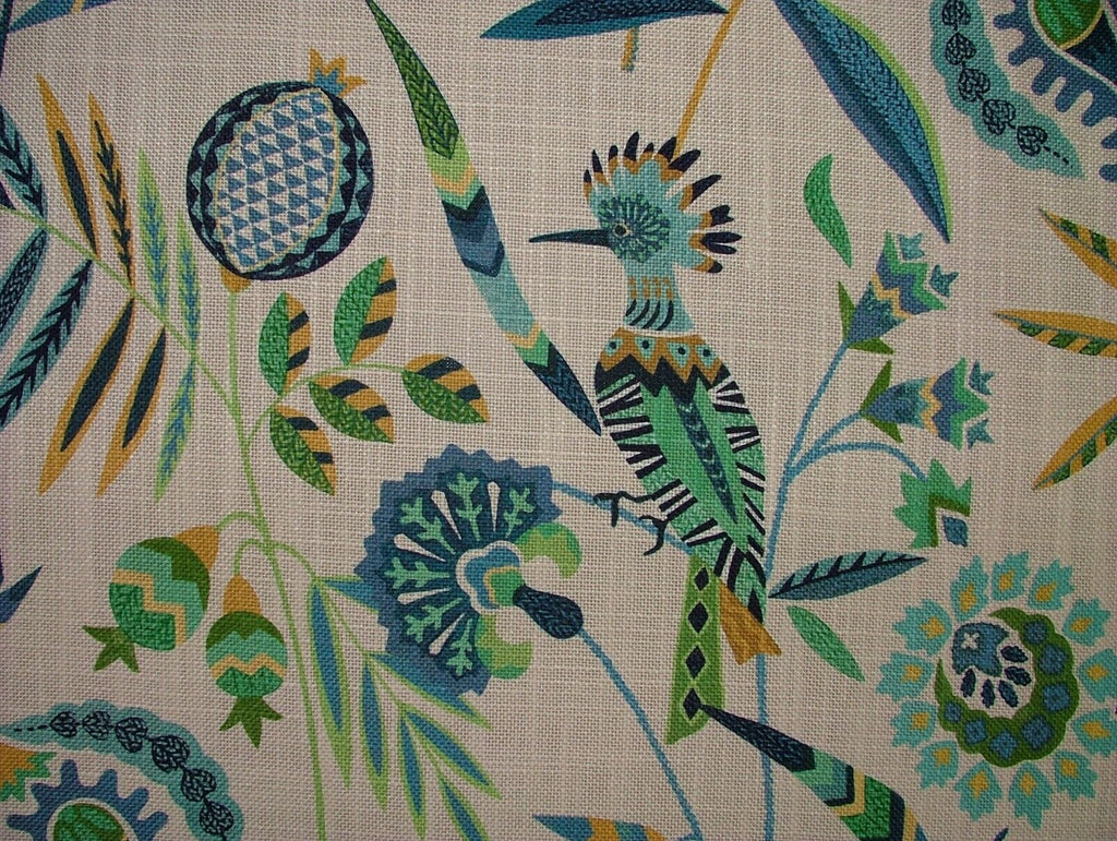 Hoopoe Bird Neptune Linen Blend Fabric - Curtain Upholstery Cushion Headboards