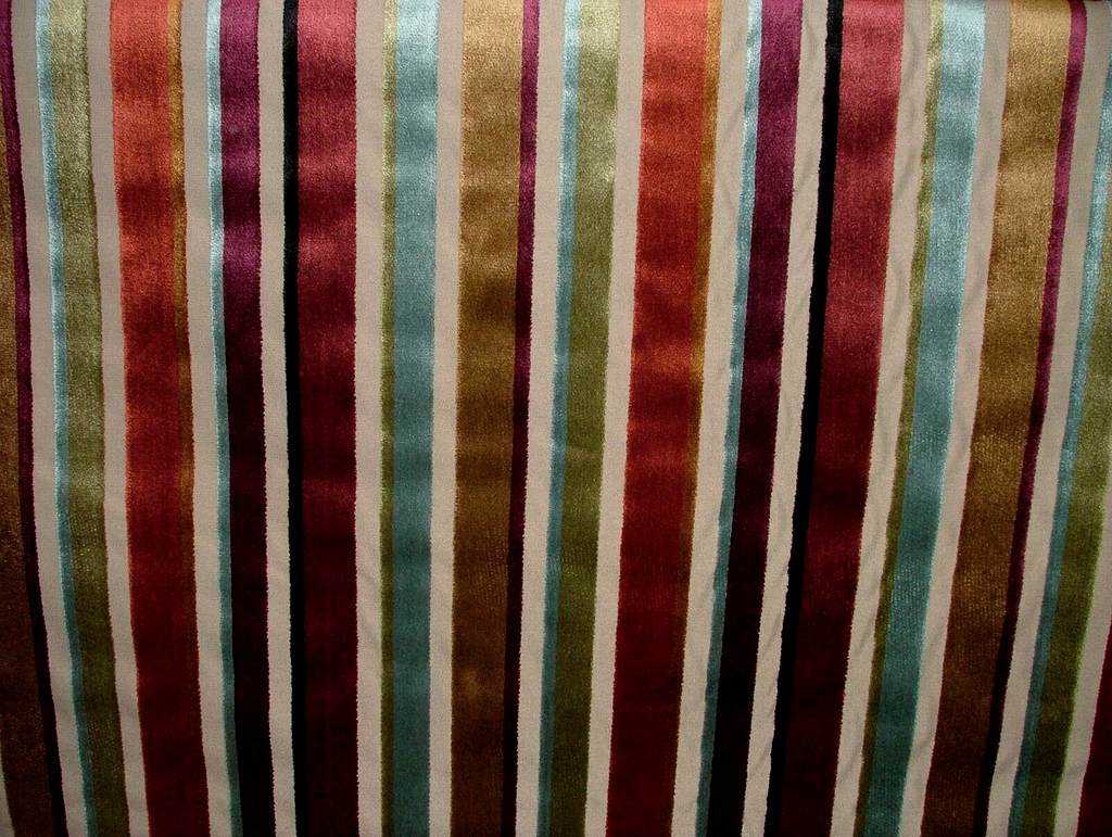 3 Metres Festival Auburn Thick Plush Stripe Velvet Fabric Upholstery Cushion Use