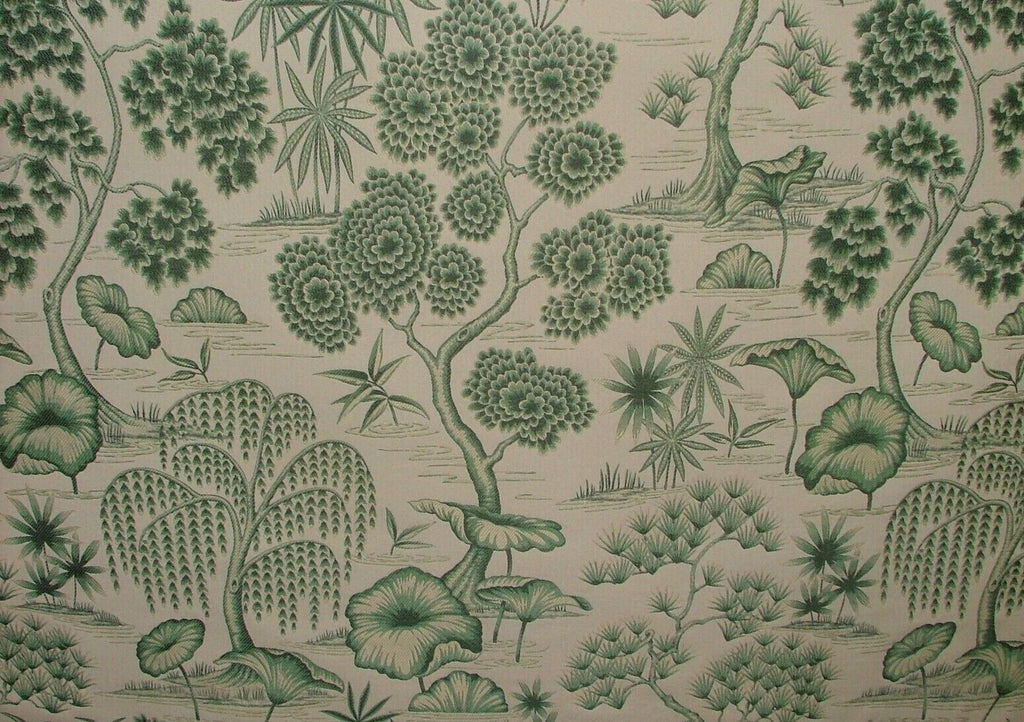 Japanese Oriental Tree Green Jacquard Fabric Curtain Upholstery Cushion Blind