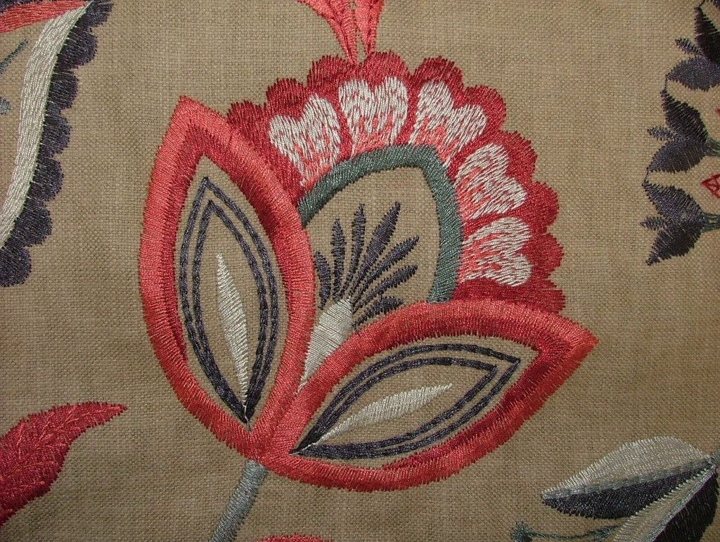 4 Metres iLiv Ophelia Cranberry Embroidered Fabric Curtain Upholstery Cushion