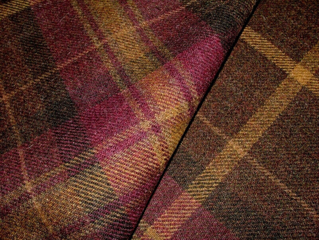 100% Shetland Wool Heather Brindle Gold Tartan Upholstery Curtain Cushion Fabric