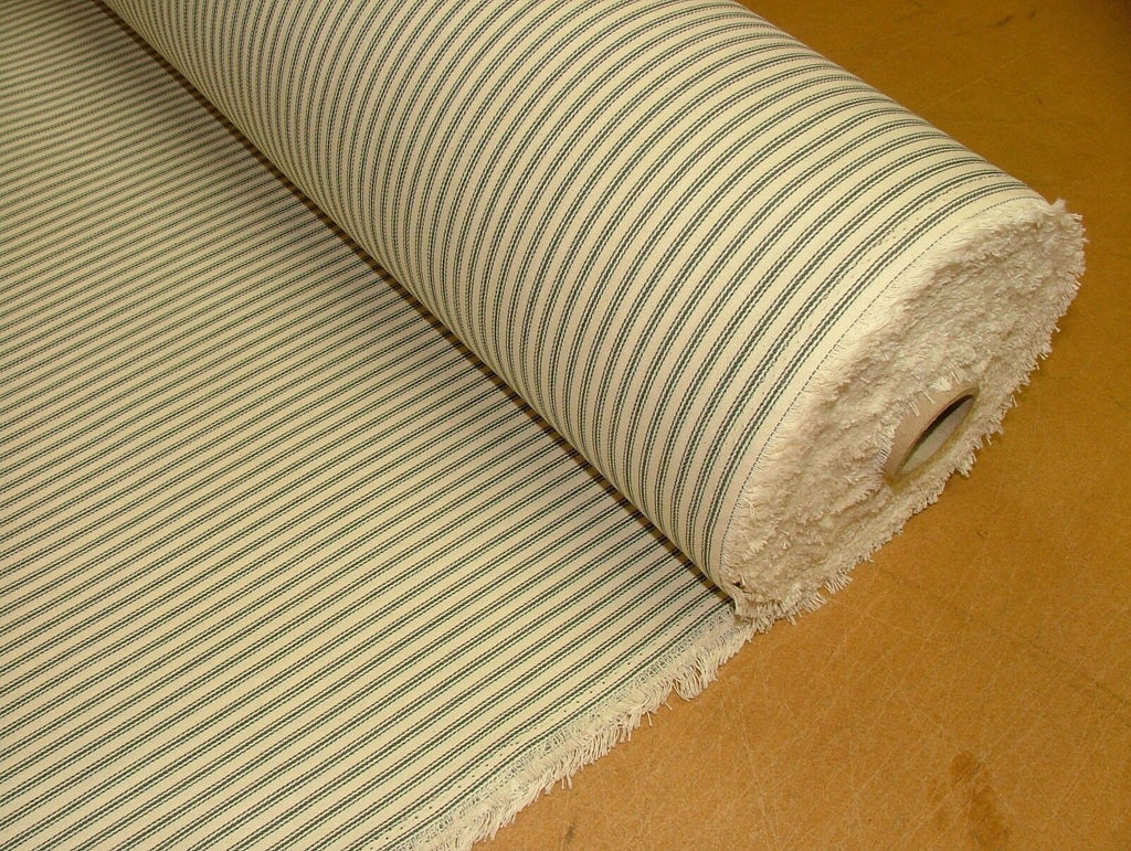 Charcoal Grey & Cream COTTON CANVAS French Ticking Fabric Extra Wide Width 214cm