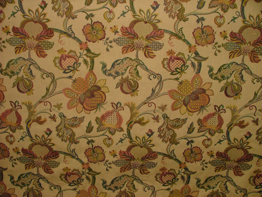 Jacobean Garden Gold Woven Tapestry Jacquard Curtain Upholstery Designer Fabric