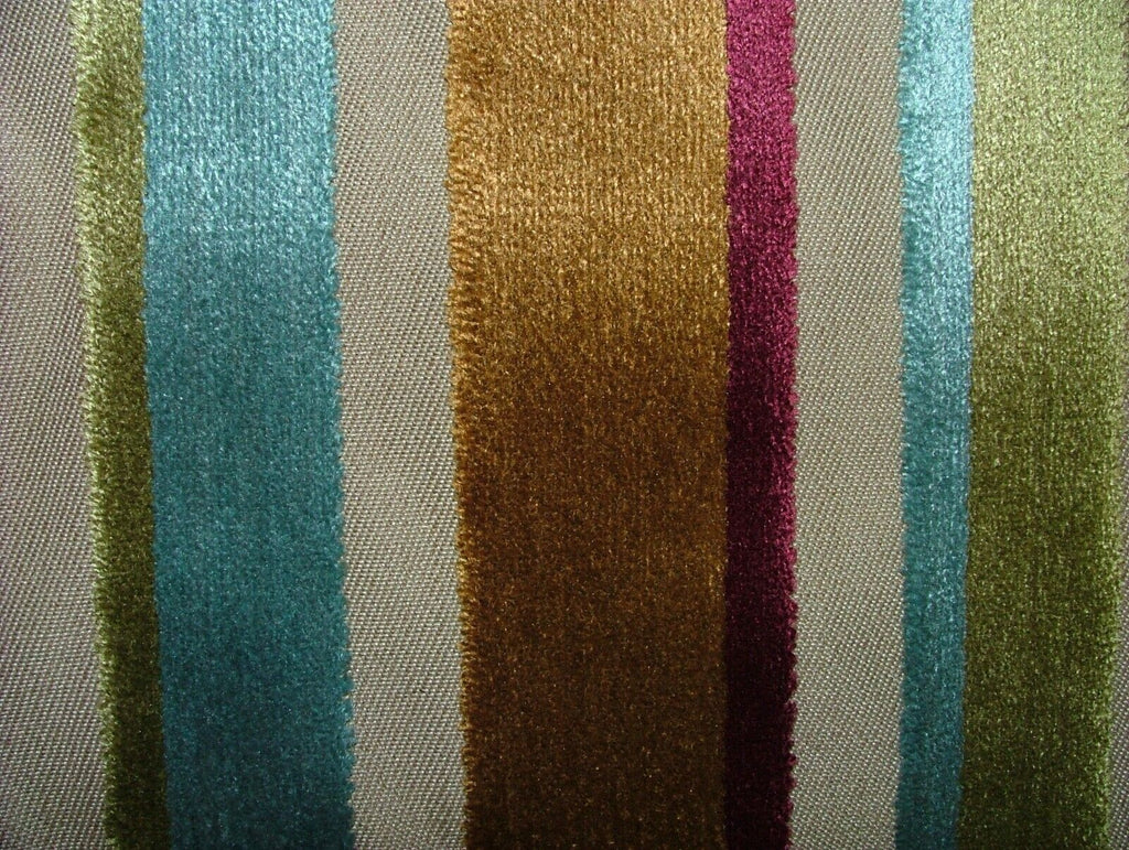 3 Metres Festival Auburn Thick Plush Stripe Velvet Fabric Upholstery Cushion Use