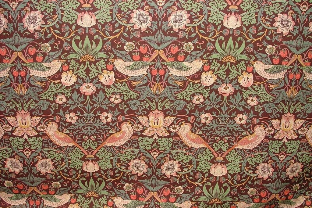 William Morris Strawberry Thief Acorn Cotton Curtain Upholstery Cushion Fabric