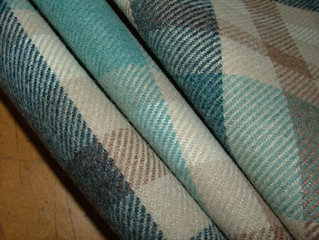 Tobermory Teal Wool Effect Thick Tartan Upholstery Curtain Cushion Fabric