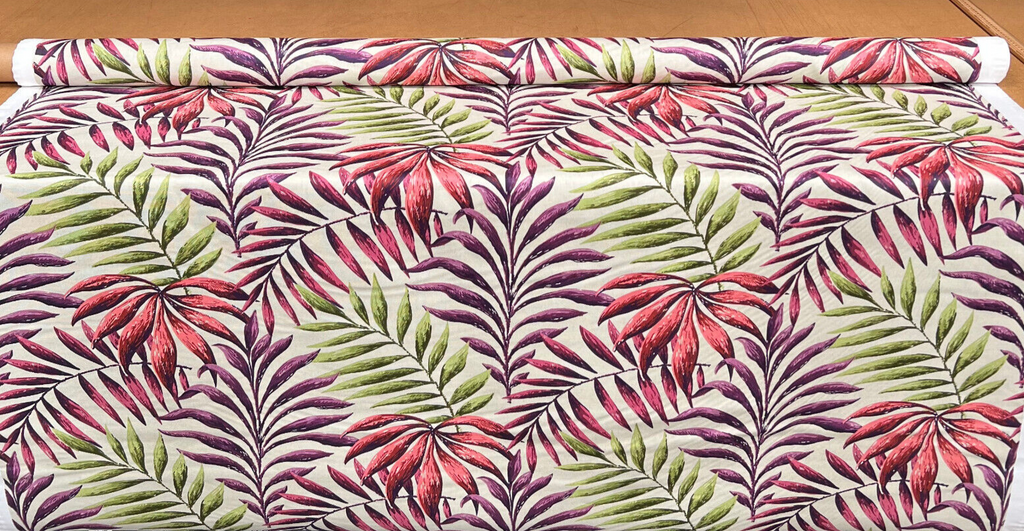 3.2m iLiv Manila Cranberry Tropical Cotton Fabric Curtain Upholstery Cushion