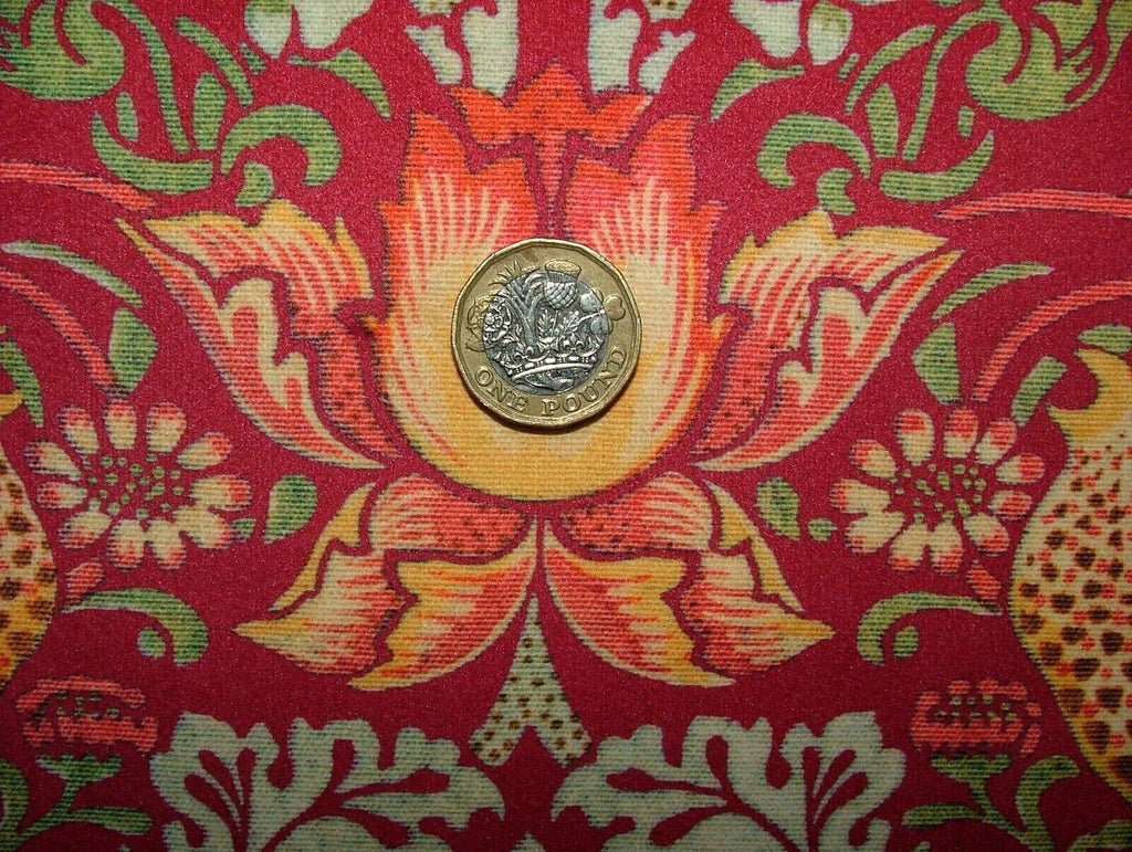 William Morris Strawberry Thief Wine Velvet Fabric Curtain Upholstery Cushion