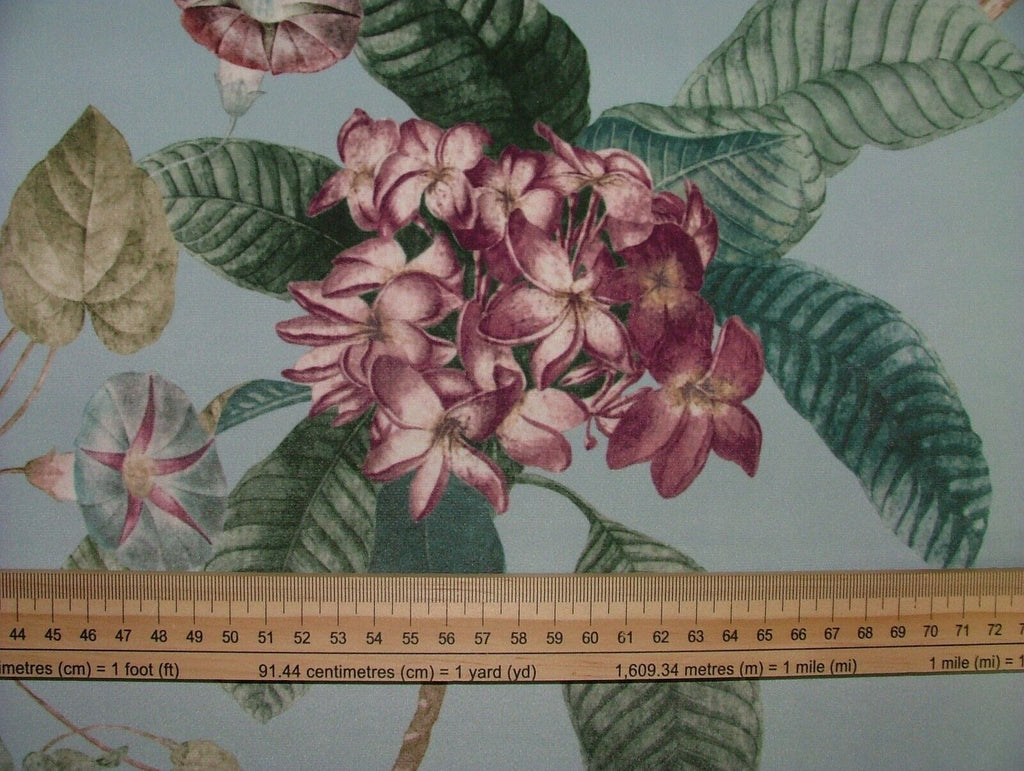 3 Metre iLiv Botanical Garden Sky Blue Velvet Fabric Curtain Upholstery Cushion