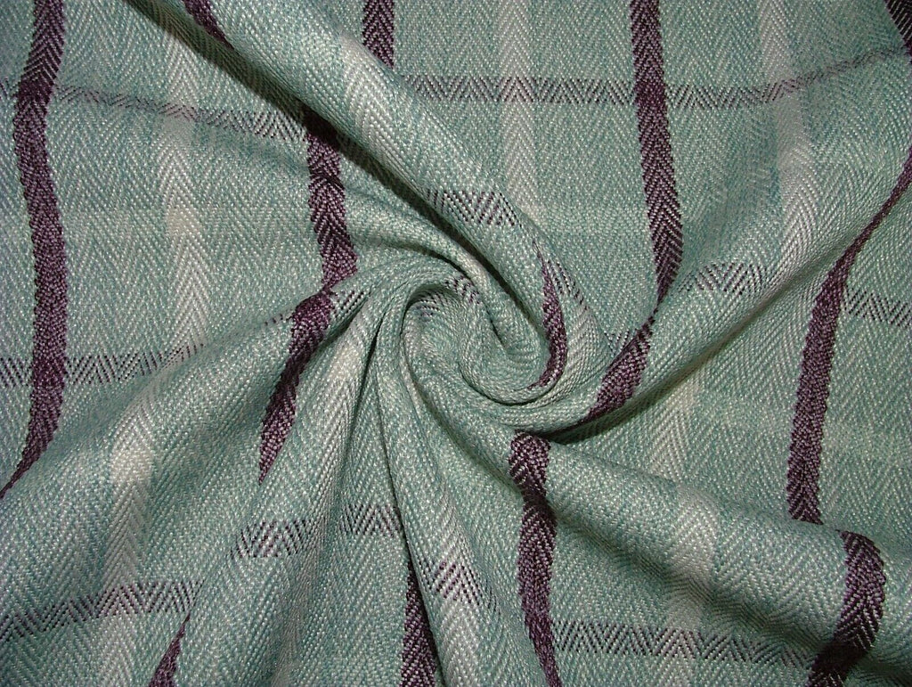 Duckegg Mulberry Herringbone Check Tartan Fabric Upholstery Cushion Curtain