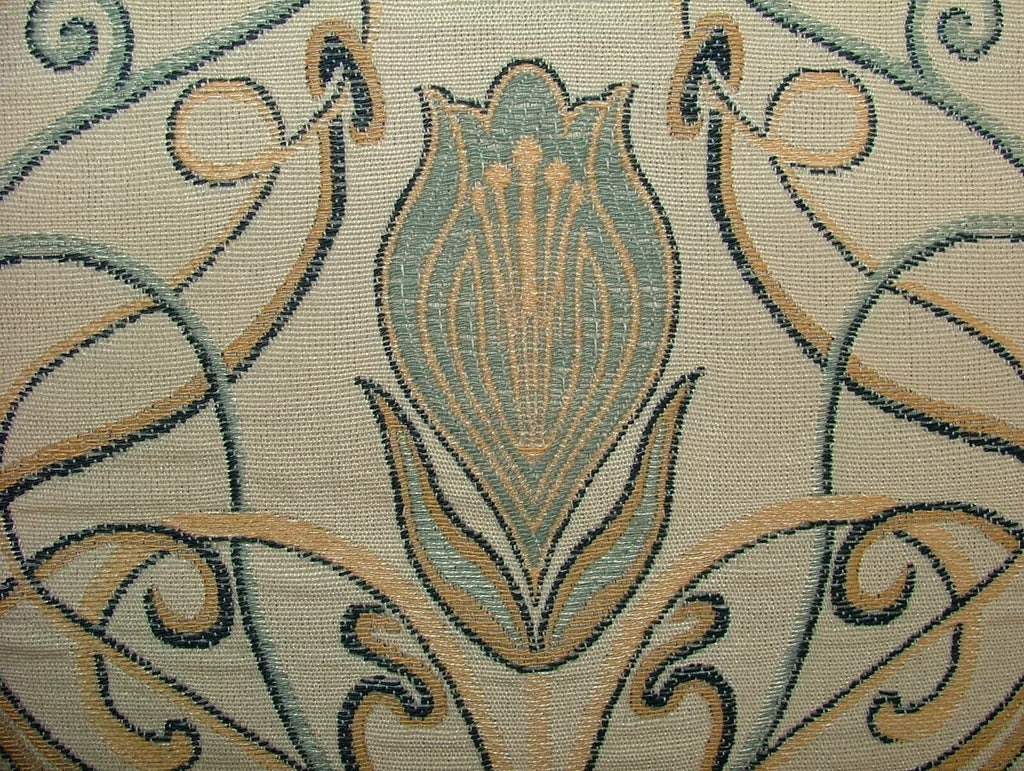 1 Metre Art Nouveau Tulip Navy Blue Jacquard Curtain Upholstery Cushion Fabric6
