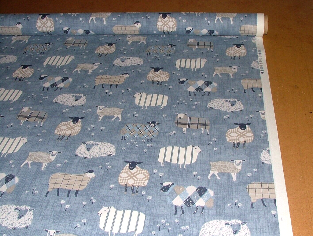 3.3 Metre iLiv Baa Baa Denim 100% Cotton Fabric Cushion Curtain Upholstery