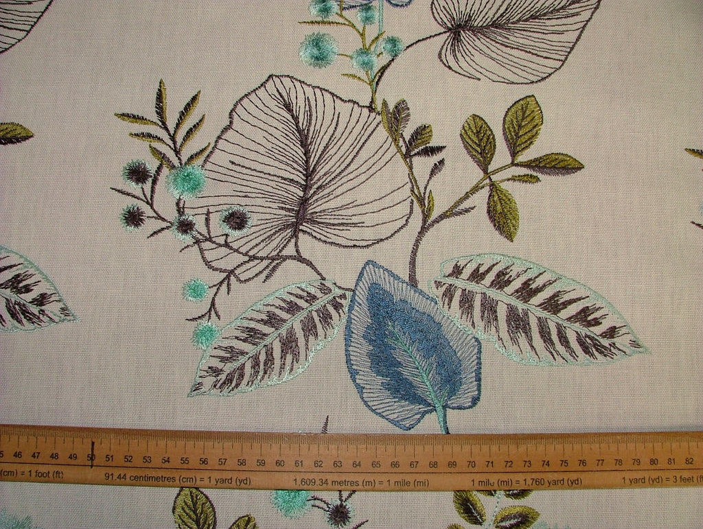Embroidered Curtain Fabric 9 Metres Serengeti Marine Cushion Upholstery RRP £58513