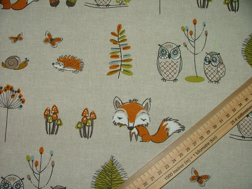 Fryetts Woodland Fox Multi Cotton Curtain Upholstery Cushion Roman Blind Fabric