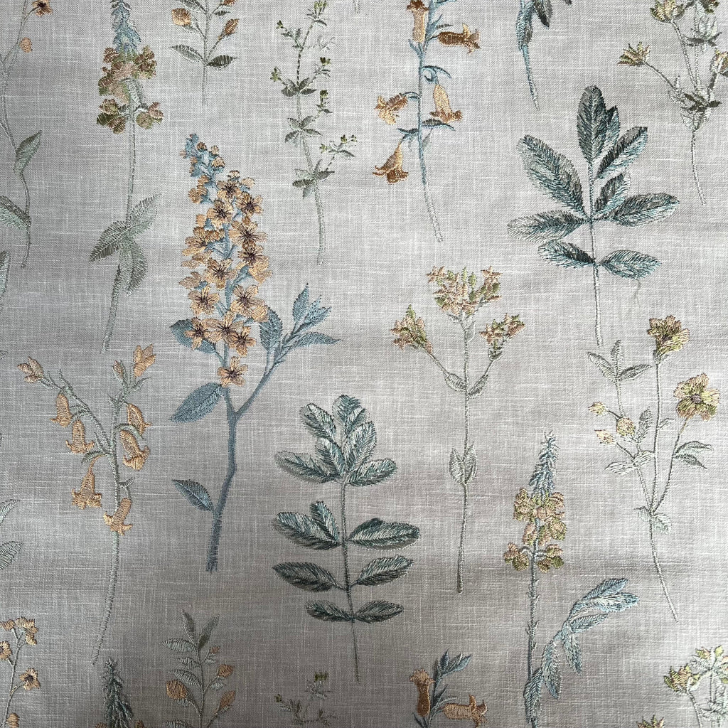 iLiv Embroidered Curtain Fabric 1.8 Metres Cottage Garden Seaspray Upholstery5