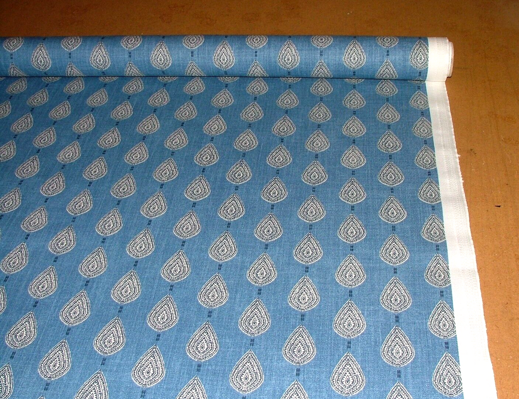 3 Metres iLiv Indo Batik Blue Leaf Cotton Fabric Cushion Curtain Upholstery