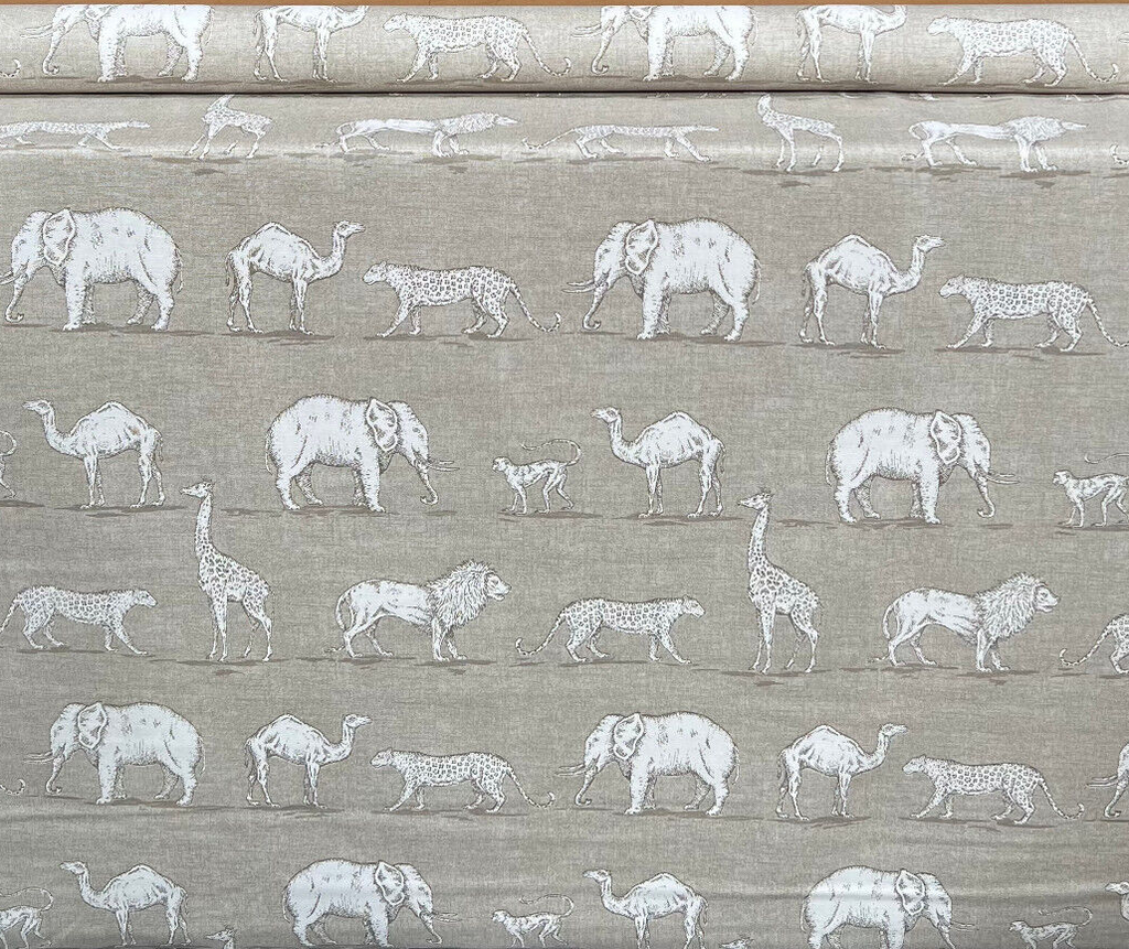 4 Metres iLiv Prairie Animals Almond Cotton Curtain Upholstery Cushion Fabric