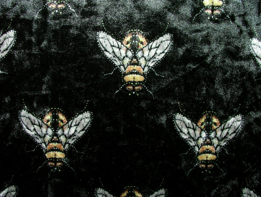 Luxurious Bees Plush Velvet Bee Fabric Curtain Upholstery Cushion Roman Blinds