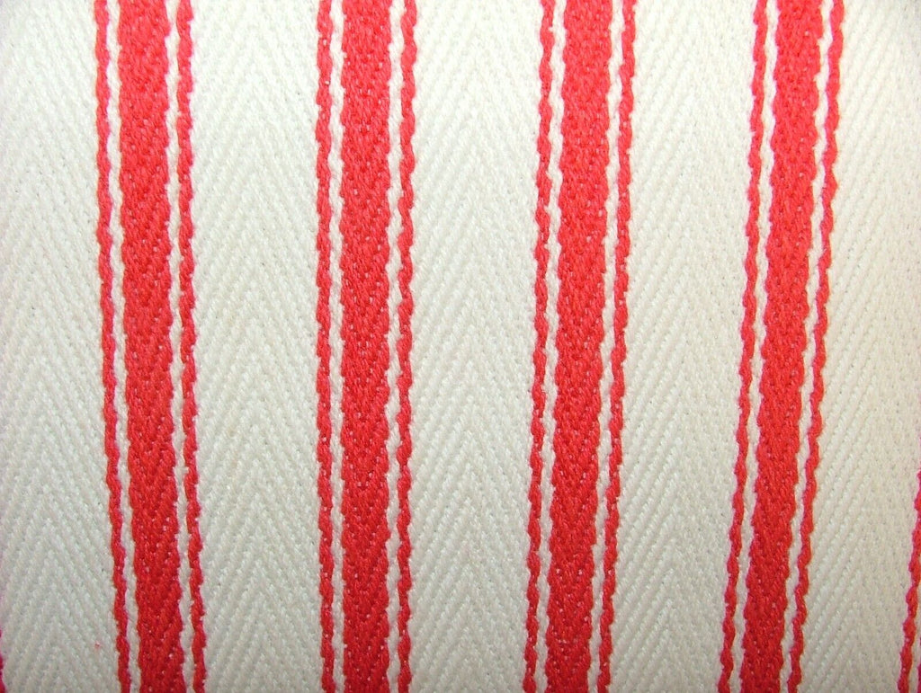 3 Metres Vermont Rouge Cotton Ticking Stripe Curtain Upholstery Cushion Fabric