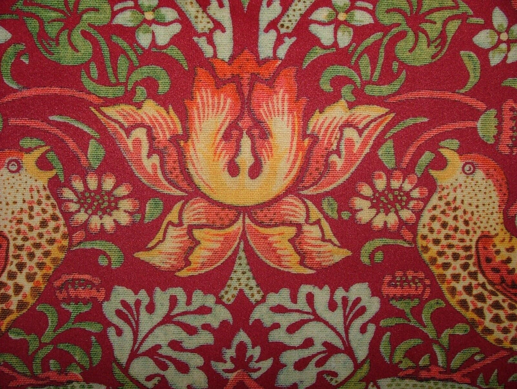 William Morris Strawberry Thief Wine Velvet Fabric Curtain Upholstery Cushion