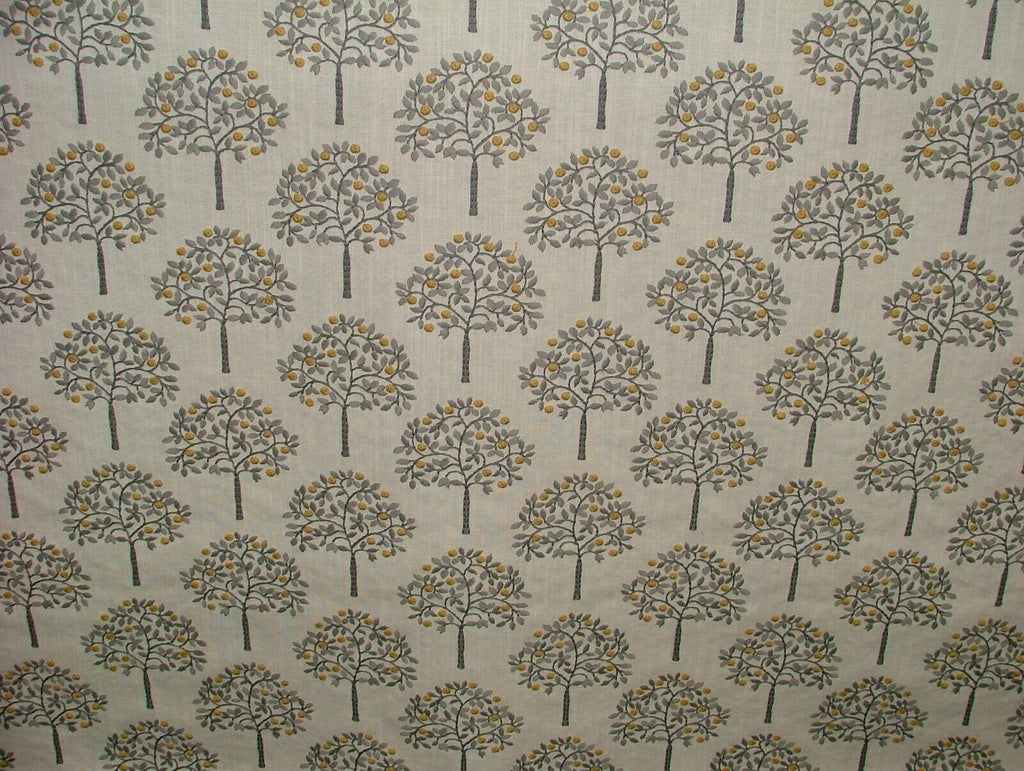 Orange Grove Ochre Embroidered Fabric Curtain Upholstery Cushion Roman Blinds