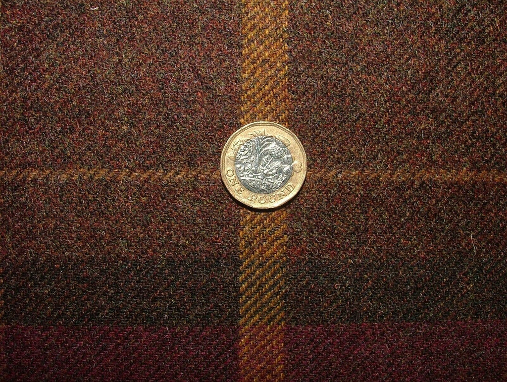 100% Shetland Wool Heather Brindle Gold Tartan Upholstery Curtain Cushion Fabric