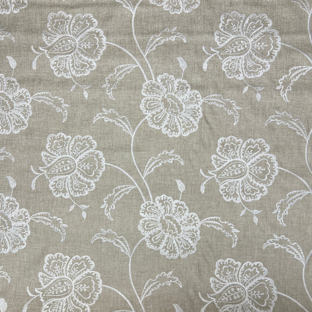 iLiv Embroidered Curtain Fabric 3.5 Metres Chantilly Stone Premium Upholstery3