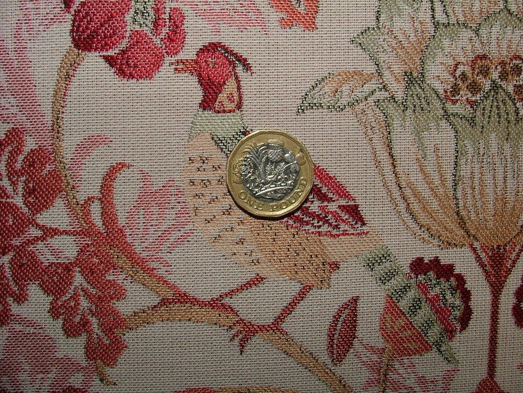 Morris Bird Terracotta Jacquard Fabric Curtain Upholstery Cushion Throw Use