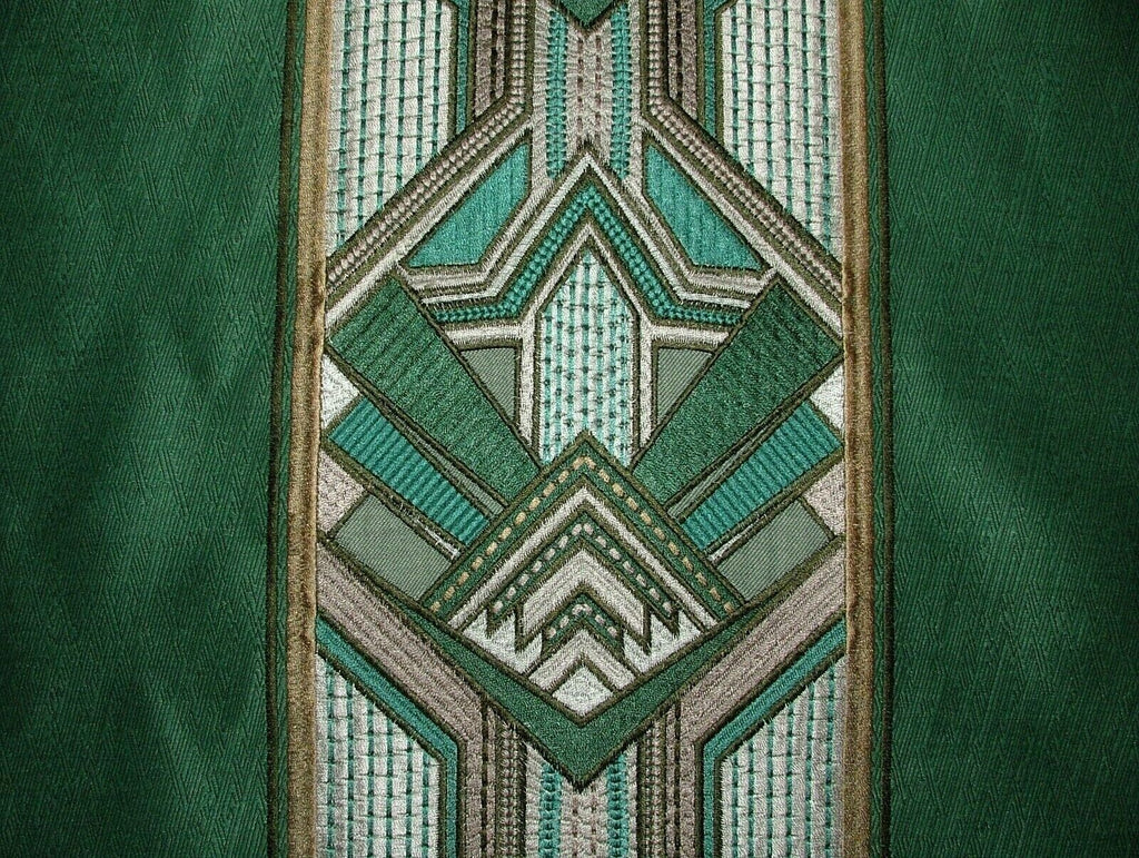 Art Deco Embroidered Gatsby Emerald Jacquard Curtain Upholstery Cushion Fabric