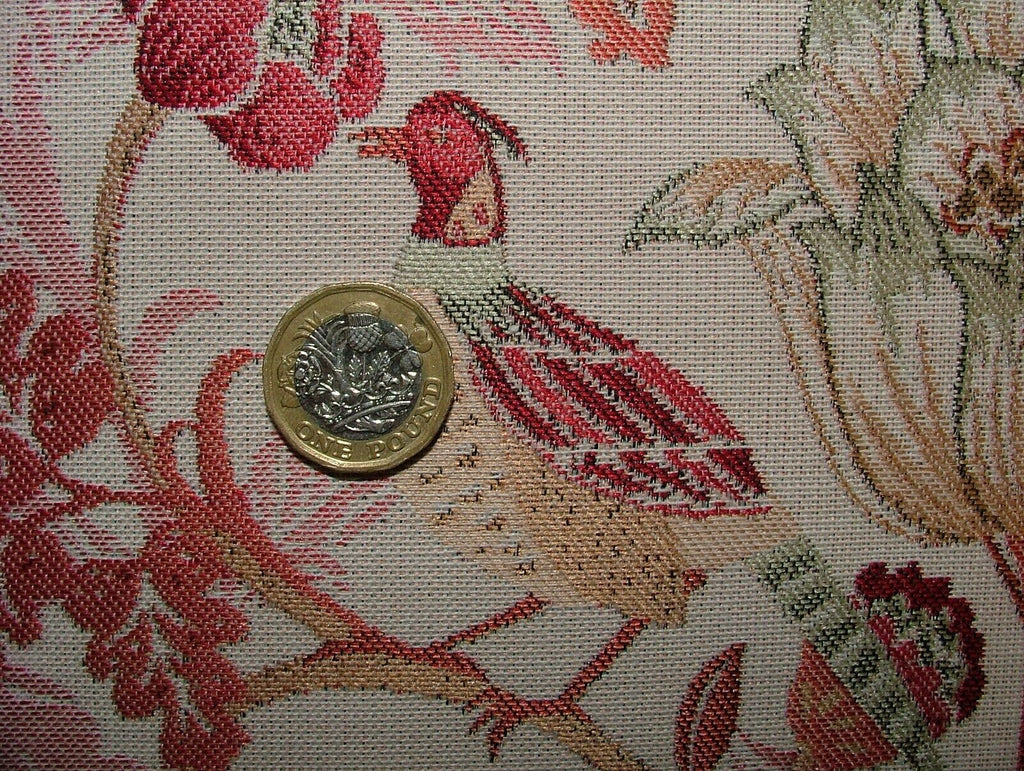 Morris Bird Terracotta Jacquard Fabric Curtain Upholstery Cushion Throw Use