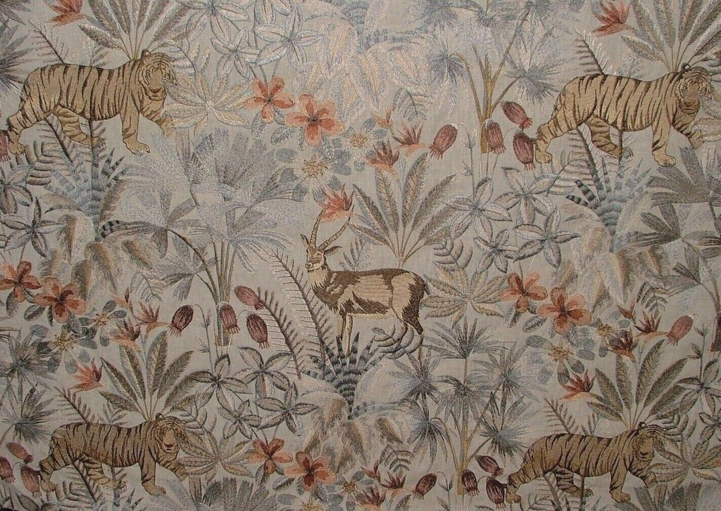 Tropical Forest Tiger Oasis Embroidered  Fabric Curtain Upholstery Cushion